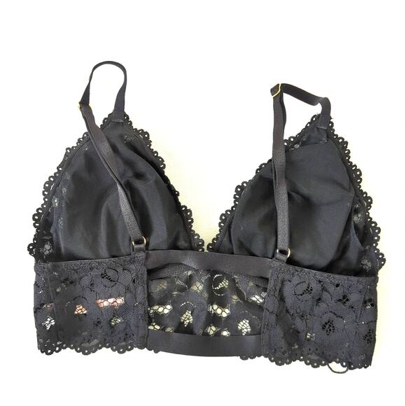 Dobreva Lace Bralette Black Unlined Womens Size Medium Sexy Sheer Plunge Bra M - Picture 2 of 5